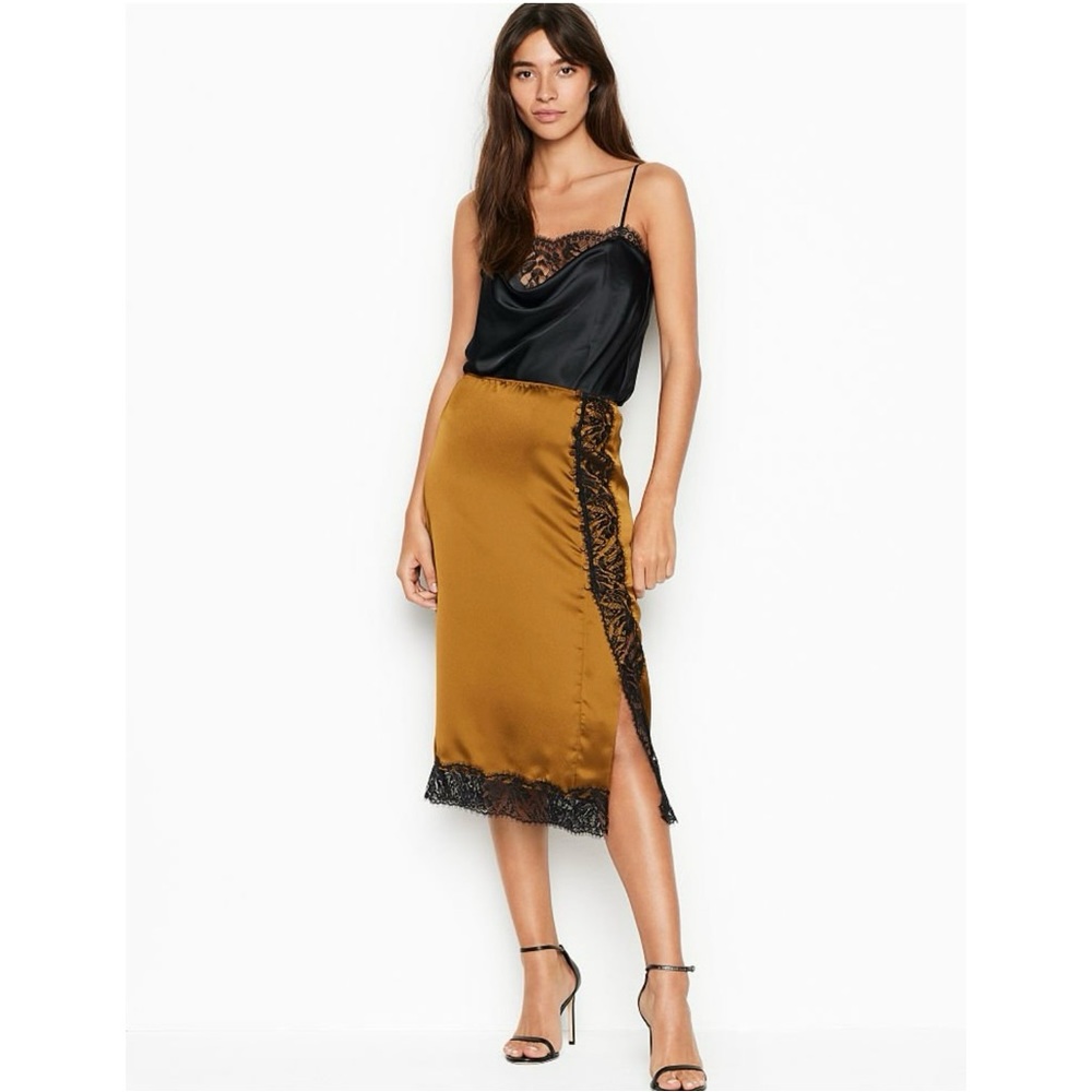NWT Victoria Secret Satin Skirt with Lace Trim